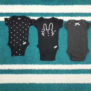 Set of 3 Black Patterned Onsies (Preemie) |Carters, Gerber